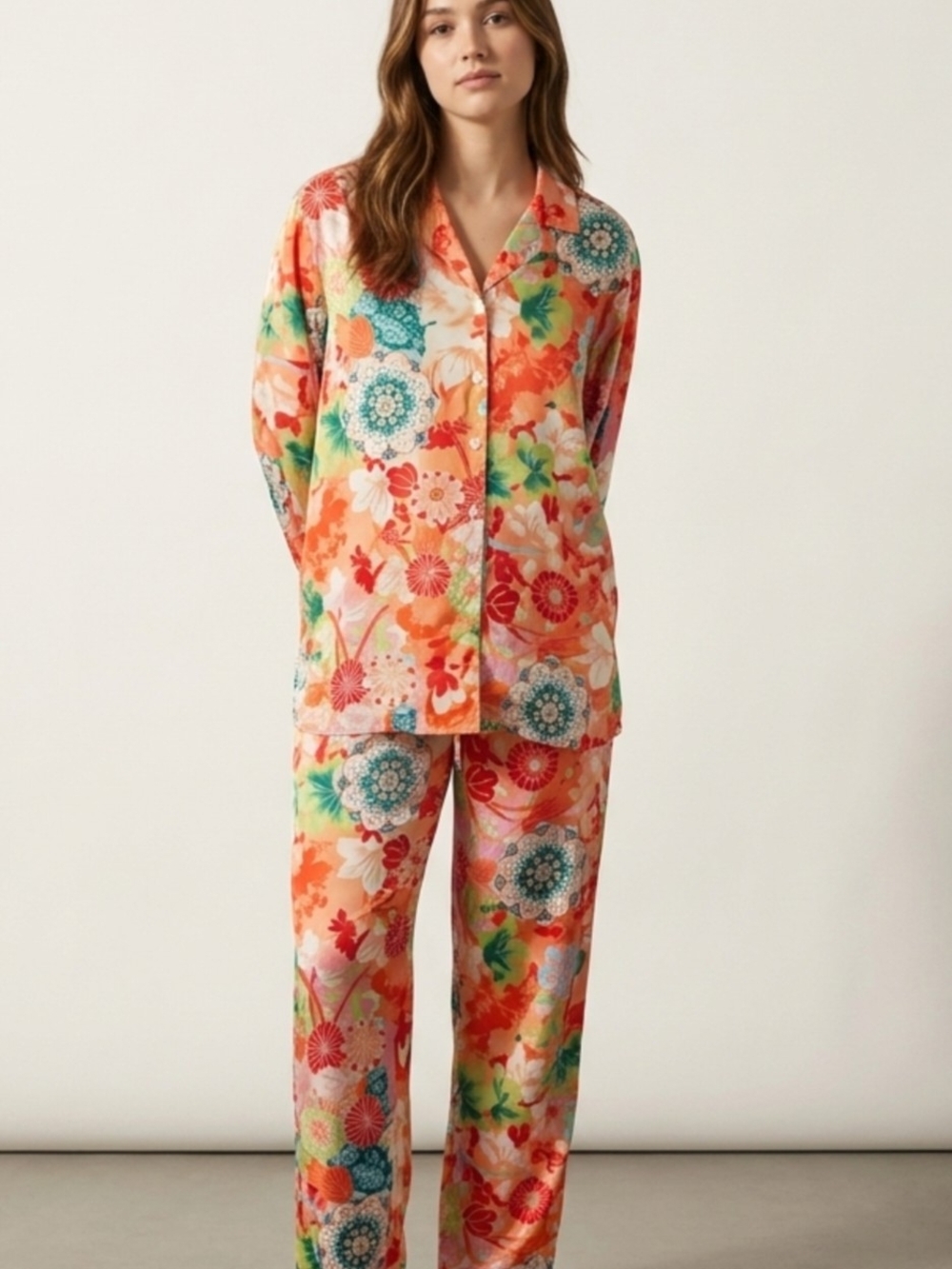 Natori Floral Bright Cozy Lounge Pajama Set Large